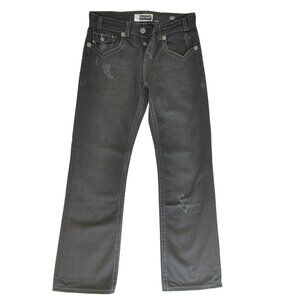 MEK Denim Oaxaca Bootcut Distressed Jeans - Black/Dark Wash - Size 32/34